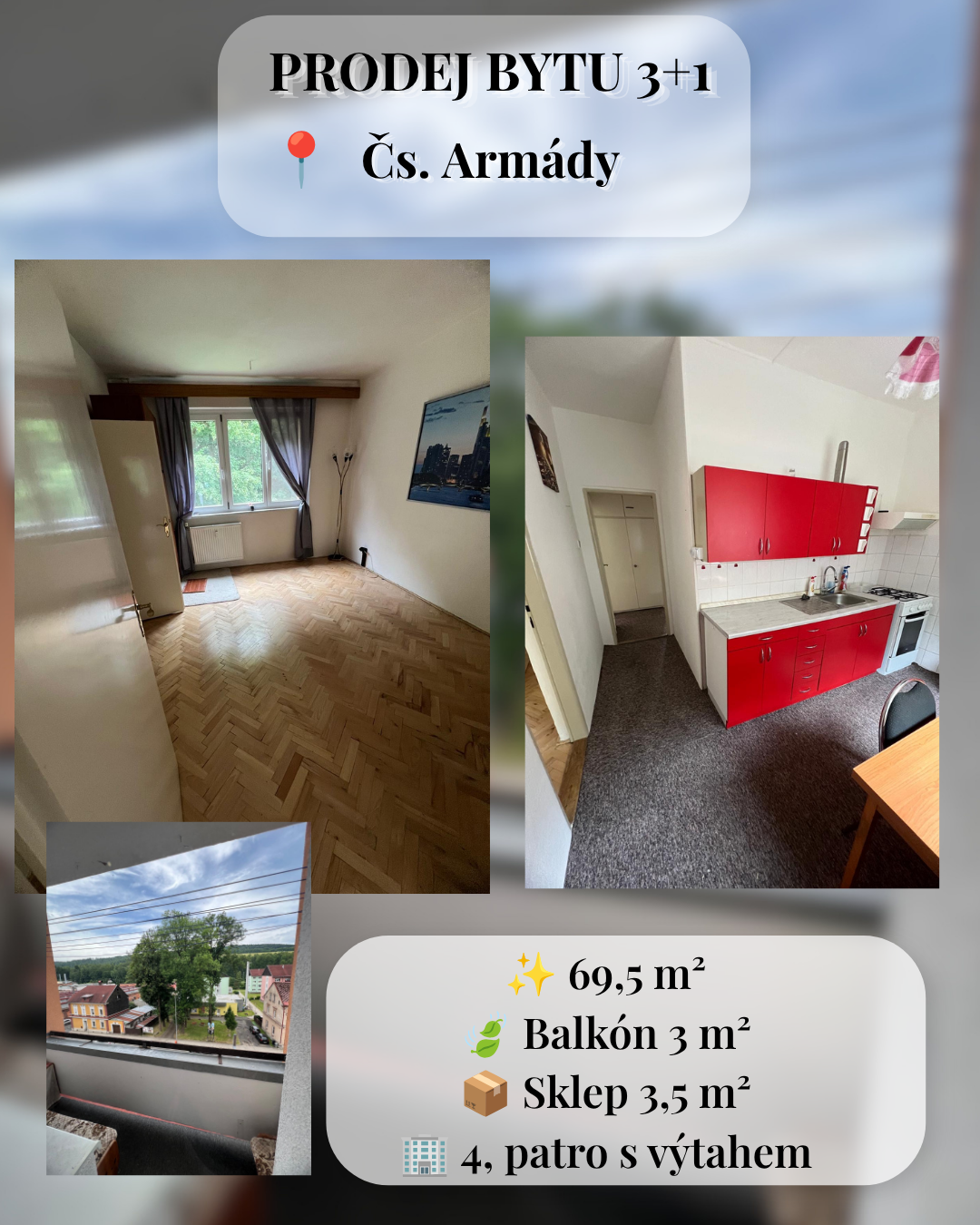 Byt 3+1 na ulici Čs. Armády