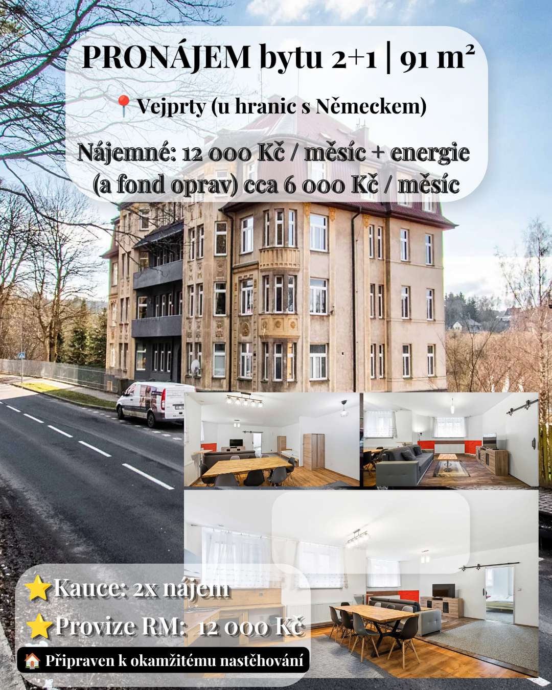 Pronájem bytu 2+1, 91 m² - Vejprty (u hranic s Německem)