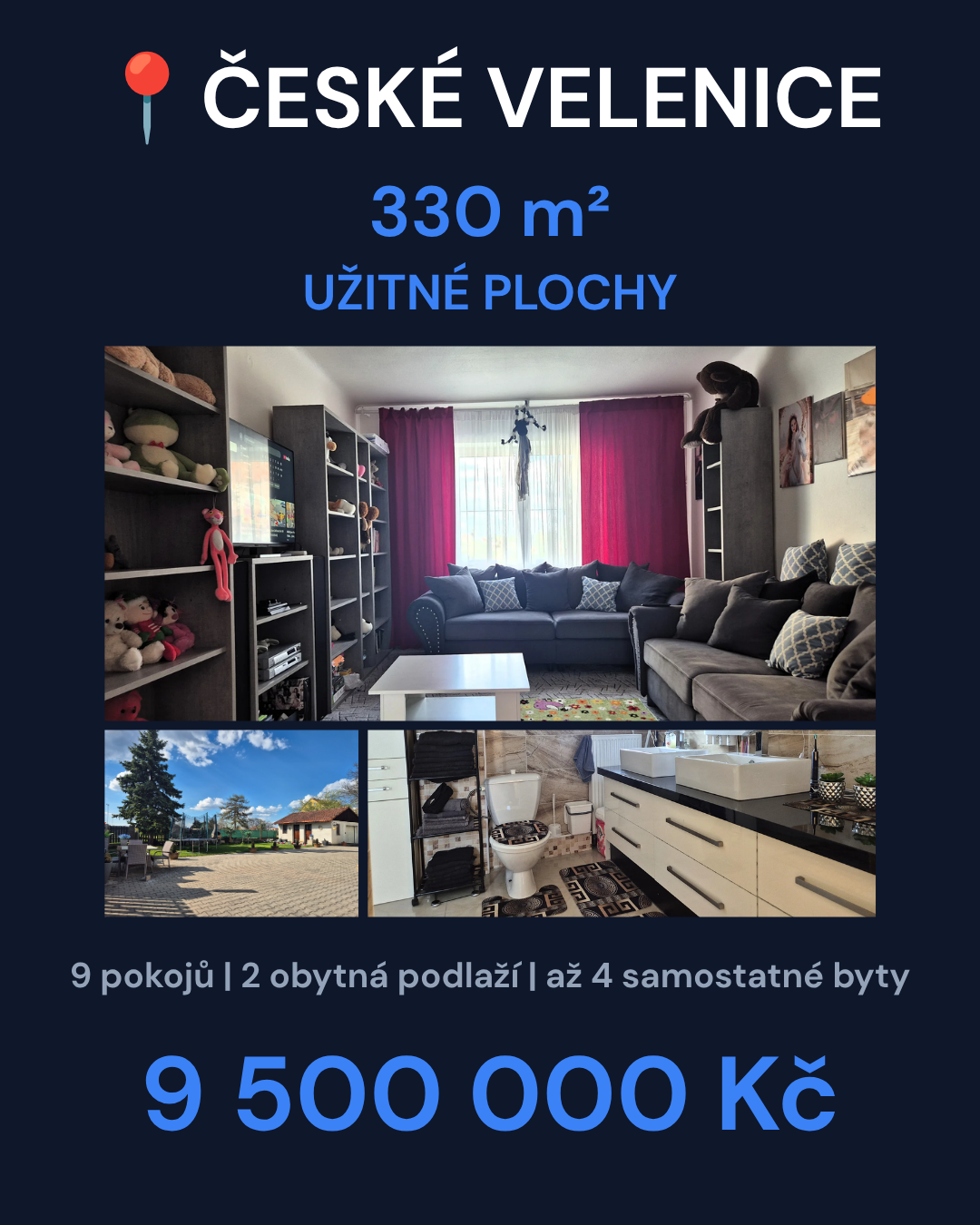 Prodej vícegeneračního domu 330m², Komenského, České Velenice